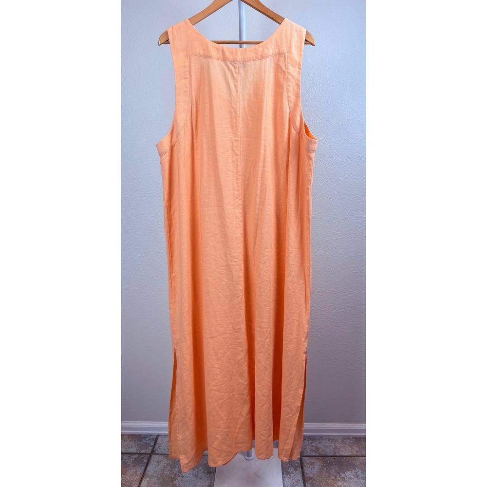 DKNY Peach Linen Blend Maxi Dress Sleeveless Resort Minimalist XXL European Wear - Picture 2 of 6